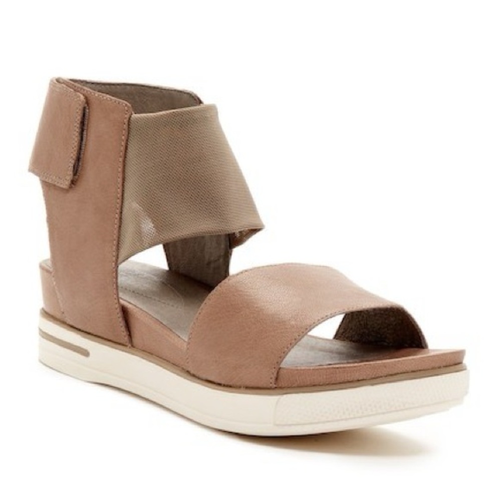 EILEEN FISHER Tan Leather Mesh Ankle Strap Size 6